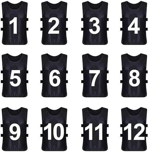 FOXRIT Soccer Sports Pinnies 12Number Pack Team Scrimmage Training Vests Jerseys Bibs Adult Youth Kids for Football Basketball Volleyball Hockey