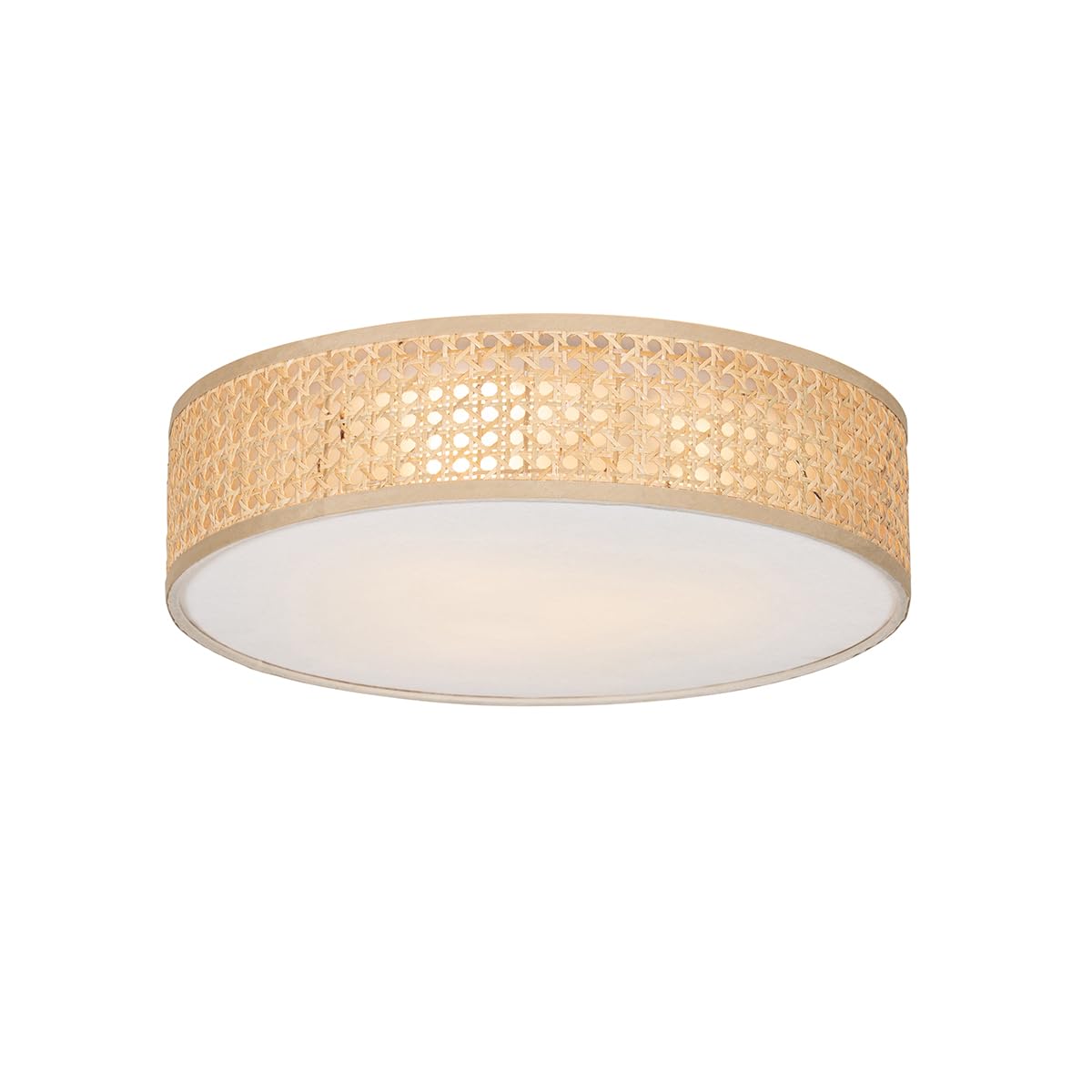Qazqa Natural Rattan, Off-White - Oriental Ceiling Lamp, Flush Light Rattan 40 Cm 3-Light, Suitable For Led E27, Living Room, Kitchen, Bedroom