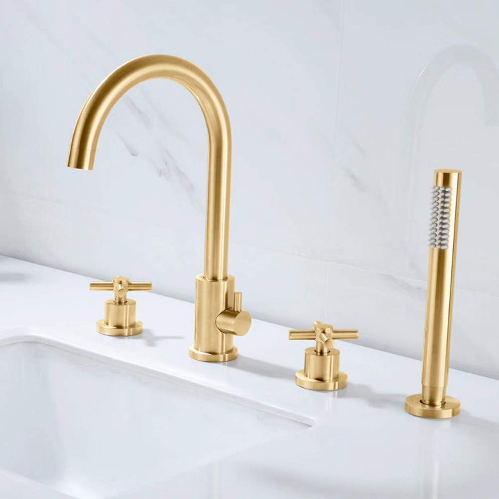 NZPOST Bathtub Faucet with Shower, Black,Gold,Chrome Bath Mixer Bathroom Shower Faucet Waterfall Brass Va