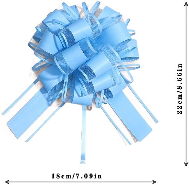 6 PCS Large Pull Bows,Bow for Gift Wrapping,Gifts Decorations,6″ Party Wedding Ribbon Bows for Wrapping Boxes or Flower Decorations,Presents or Christmas Tree (Blue) - Image 2