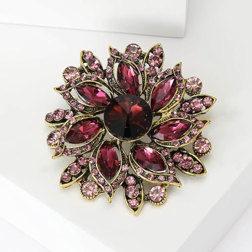 Image of Trendy Large Rhinestone Flower Brooches 8-color for Women Luxury Office Party Casual Pins Jewelry Accessories Gifts