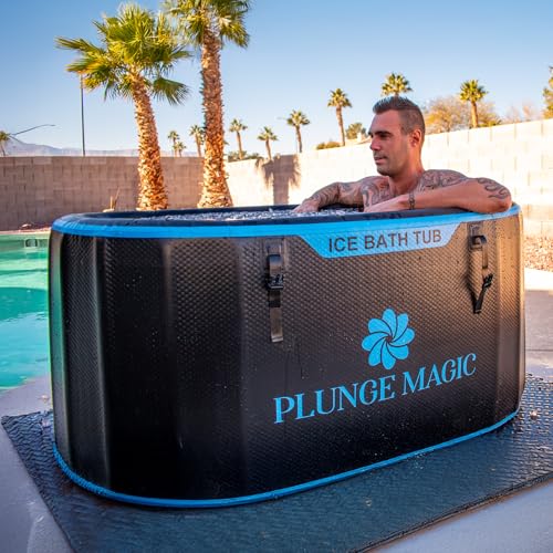 Ultimate Cold Plunge Tub Inflatable Ice Bath Tub With Cover for Athletes Portable & XXL Size Black, Water Chiller Compatible (Black-Elongated)