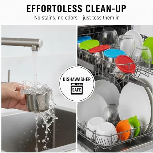 Newception 6pcs 1.6oz Stainless Steel Condiment Cups with Leak-Proof Lids - Perfect for salads, dips, and sauces. Portable design ideal for picnics, travel, and meal prep. Reusable & easy to clean — view 6