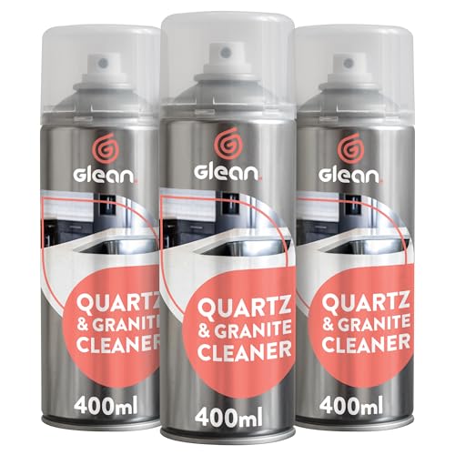 GLEAN Quartz & Granite Cleaner | 3 x 400ml | NON ABRASIVE | Quartz | Granite | Kitchen Cleaner | Streak-free Foaming Worktop Cleaner | Clean & Polish Natural Stone