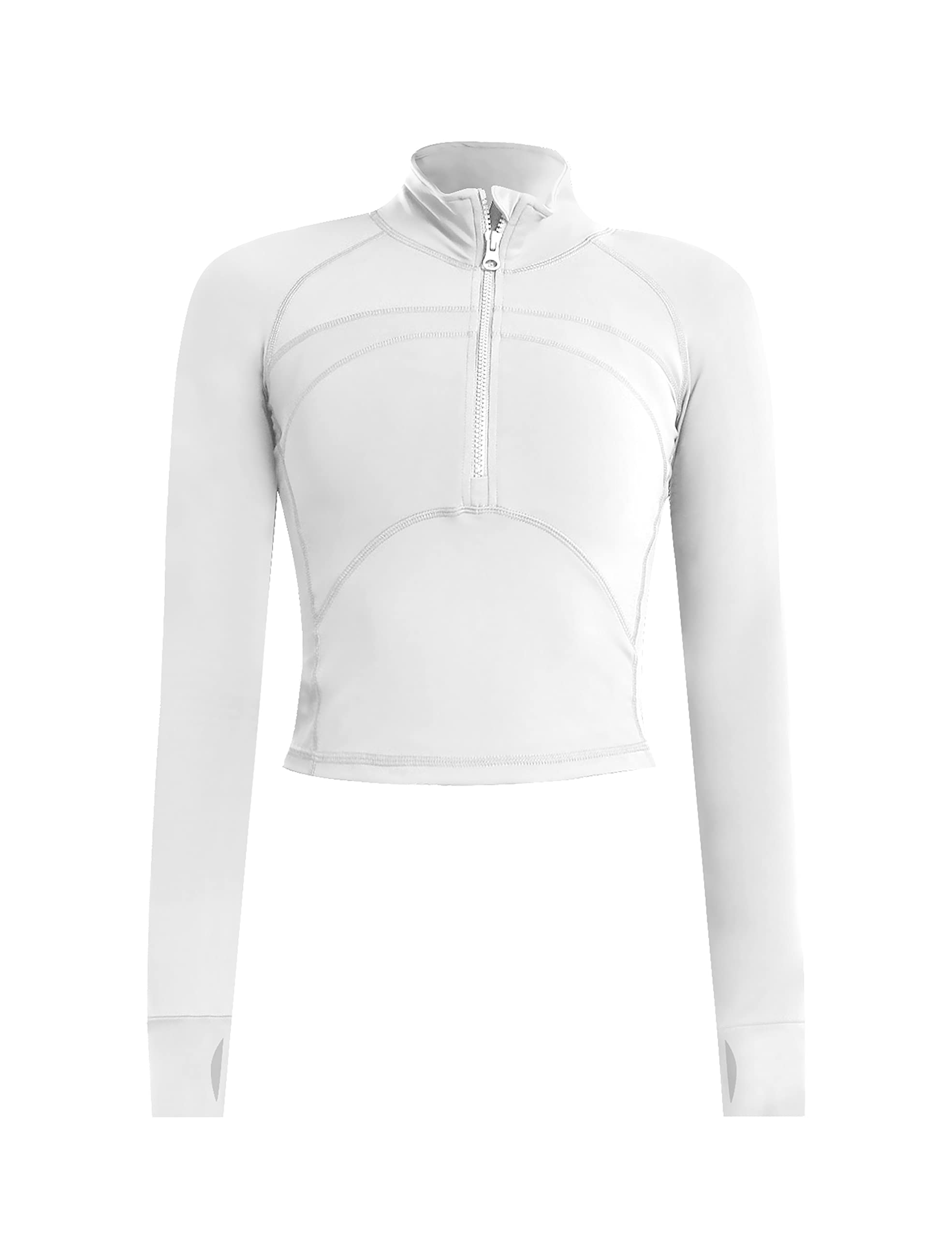 UANEO Long Sleeve Cropped Workout Tops for Women Gym Yoga Athletic Tops 1/2 Zip Jackets: X-Small Offwhite