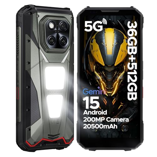 DOOGEE V Max LR 5G Rugged Smartphone with 40M Laser Ranging,36GB+512GB,200MP+32MP Camera,20500mAh/45W,MTK 7300 Rugged Phone,6.78" FHD+120Hz,1200LM Dual Camping Lights,Waterproof/WiFi6E/NFC/W