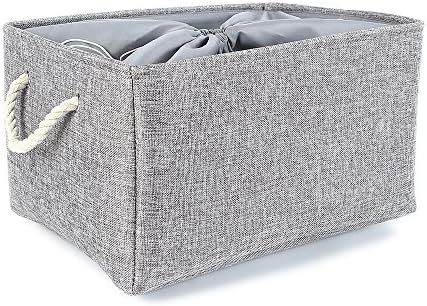 TheWarmHome Large Baskets for Storage Rectangular Basket Decorative Basket Fabric Storage Bin Brown Storage Basket Shoes Basket Towel Basket Cloth Baskets Blanket Storage(Extra Large, Grey)