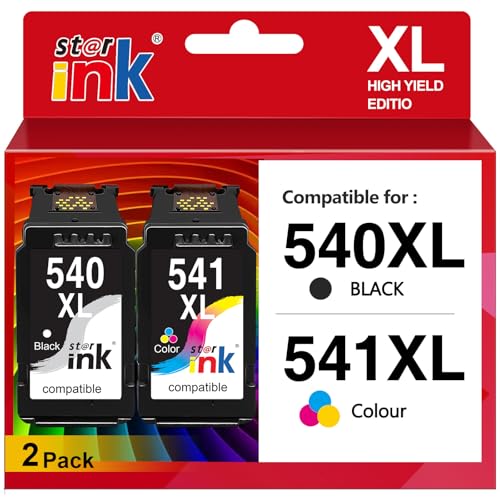 540XL 541XL Ink Cartridges Twin Pack High Yield Replacement for Canon 540 541 Ink Cartridges PG-540XL CL-541XL Black & Colour Ink for Pixma TS5150 TS5151 MG3600 MG3650 MG3650S TS5100 MG4250 MX475