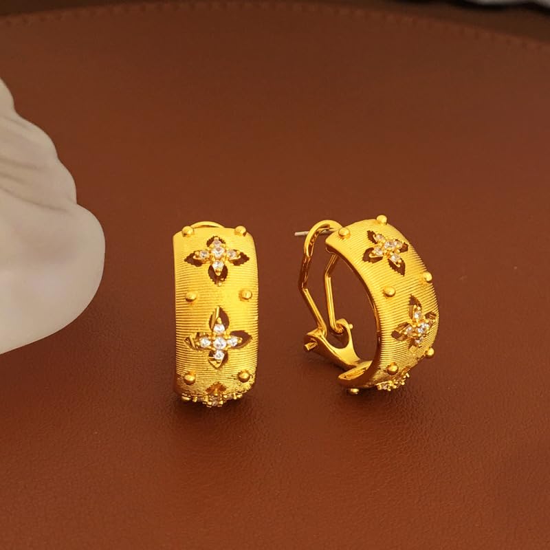 Pendientes de circonio cúbico BrAgue de flor ahuecada en plata S925 4