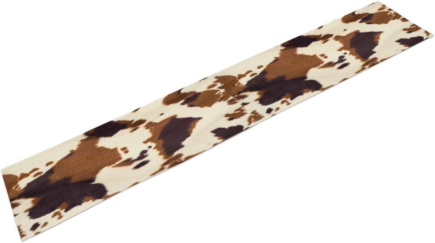 Cow Print Table Runner Animal Fur Skin Brown Cowhide Rustic Hunter Theme Western Farm Table Runner for Art Home Kitchen Party Holiday Dinner, 13x120 Inch