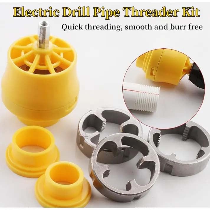 DY TOOLS® Pipe Threading Dies for Electric Drill, Plastic Pipe Tap Die Set with 3 Dies, 3-Sizes 1/2'', 3/4'', 1'' Snap-on Pipe Threader Tool Attachments No Burr Threader Dies 1