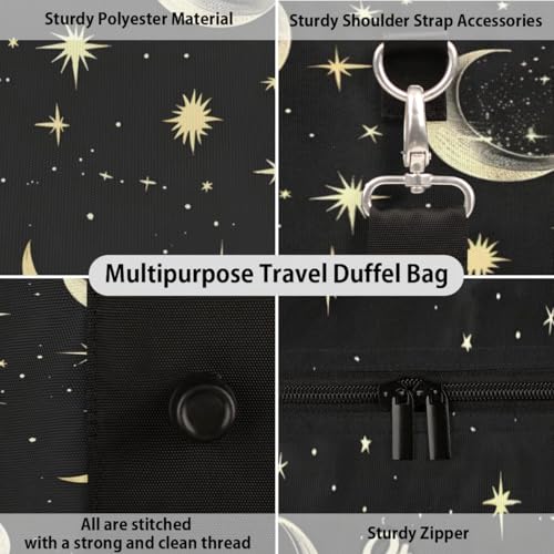 Custom-Duffel-Bag for Men Women Small-Overnight-Bag Moon Black Weekender Luggage Bag4