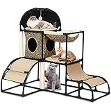Katzenbaum Tower, großer Katzenturm, 42 Zoll, mehrstufiger Katzenbaum für Indoor-Katzen, Katzenaktivitätszentrum mit Hängematte & Kratzstämmen, Korb, Katzenwohnung