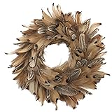 Natural Pheasant Feather Christmas Wreath - 8' Brown Farmhouse Autumn or Fall Decor