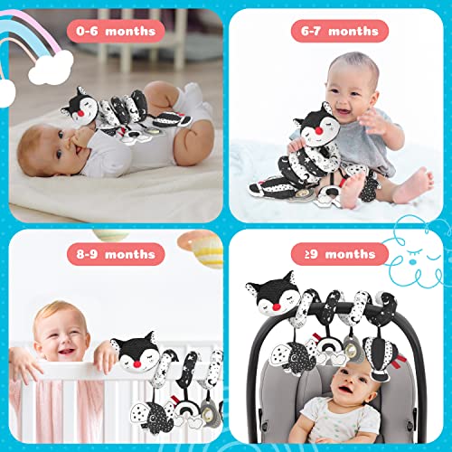 Everlove Spiral Car Seat Toys - Hanging Toys - Stroller Toys For Babies - Black And White Toys For Infants - High Contrast Baby Toys For Newborn - Best Gift For 0 3 6 9 12 Months Baby #TOP1