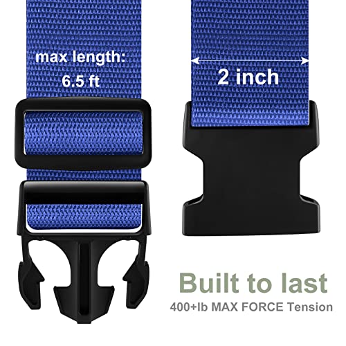 4-Pack Luggage Straps, Adjustable Wide Travel Belt to Keep Your Suitcase Secure, Heavy Duty Luggage Belt for Suitcase, Blue - Thumbnail 6