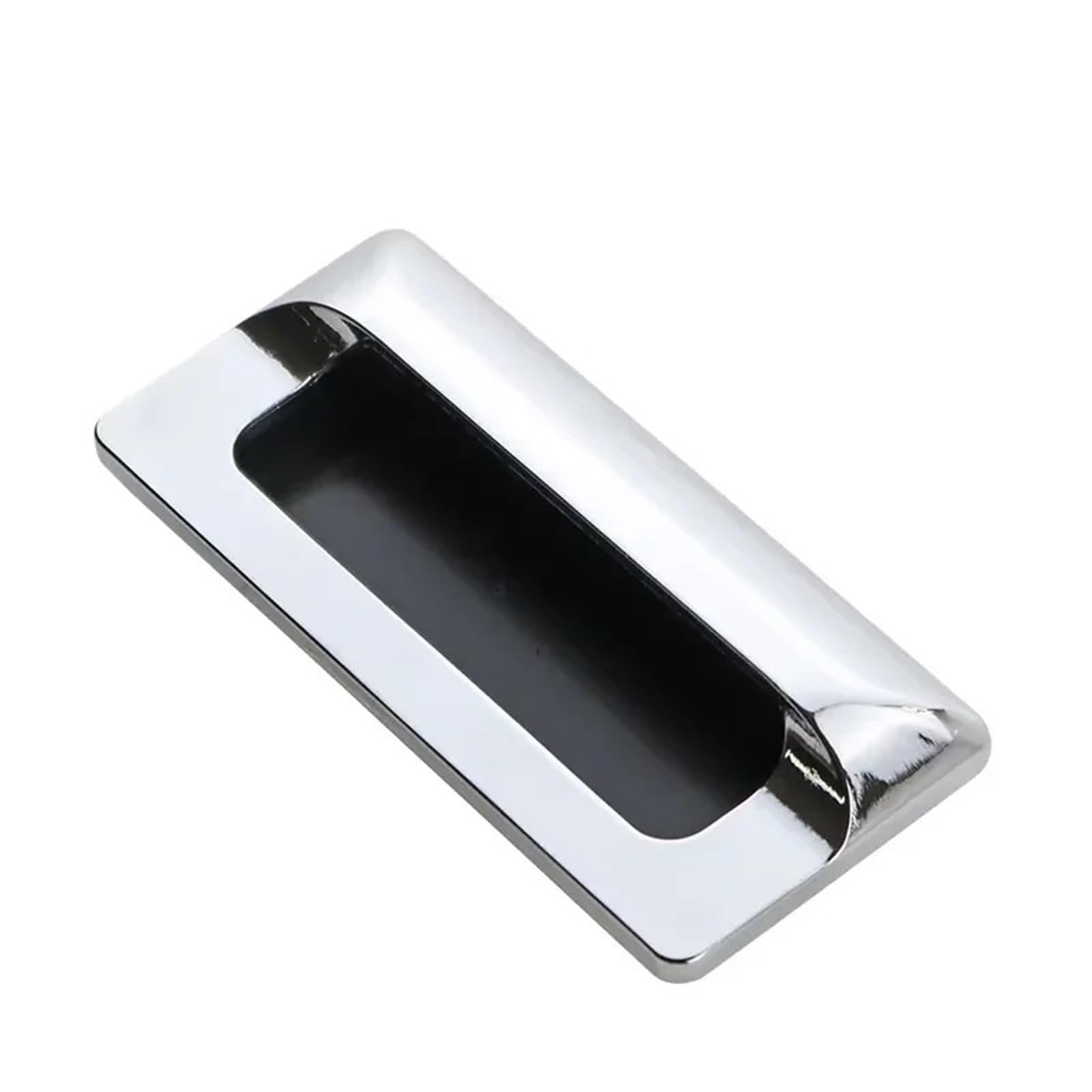 Poignée de placard coulissante rectangulaire encastrée en zinc chromé