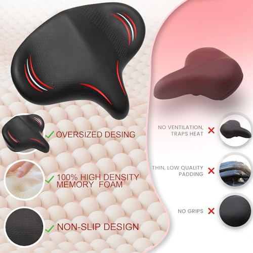 Image of BUCKLOS Wide Bike Seat for Men Women Ebike Seats Comfort Extra Large Comfortable Bicycle Seats Saddle for Ebike /Crusier /Exercise /Peloton Bike