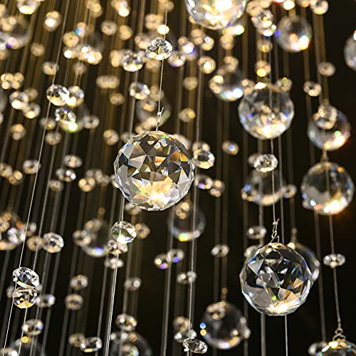 12-Lights 122" Large Chandelier Moedrn Crystal Raindrop Ceiling Pendant Lights For High Ceiling Living Room Foyer Chandelier Lighting Fixture Remote Dimmable Light Lamparas #TOP7