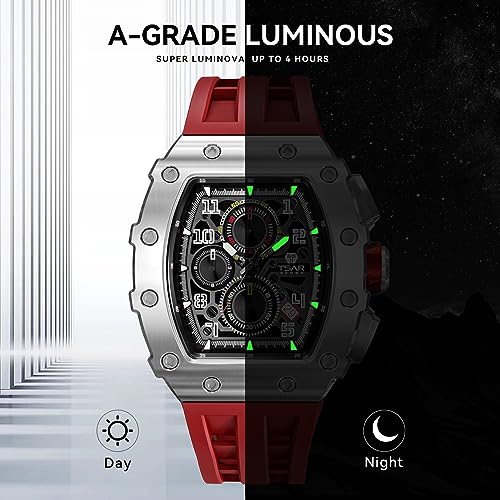 Image of Tsar Bomba Mens Watches Quartz Wristwatch for Men Waterproof 50M Analog Luxury Tonneau Chronograph Calendar Date Men's Dress Business Work Watch Gift for Men