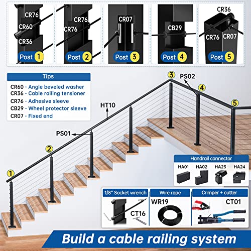 image for Muzata 250 Pack Black Cable Railing Rubber Grommets ONLY for Level 1/8