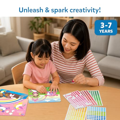 Image of Skillmatics Dot It Sticker Art - Unicorns & Princesses, Mess-Free Fun for Kids, 500+ Stickers, Craft Kits, DIY Scrapbooking Activity, Travel Toys, Gifts for Girls & Boys Ages 3, 4, 5, 6, 7