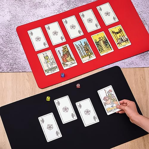 Image of Ecally 4 Pcs Card Game Mats 24 x 14 Inch Playmat Table Smooth Playing Card Mat for TCG, Gameplay (Red,Black)