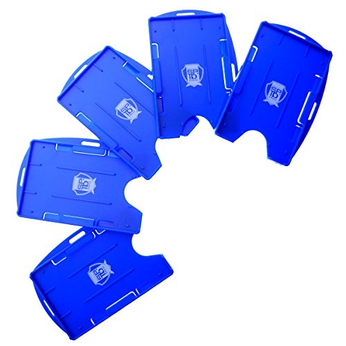 5 Pack - Heavy Duty Badge Holders - Open Face 2 Card Id Badge Holders - Rigid Hard Plastic - Vertical Or Horizontal Orientation By Specialist Id (Royal Blue) #TOP4