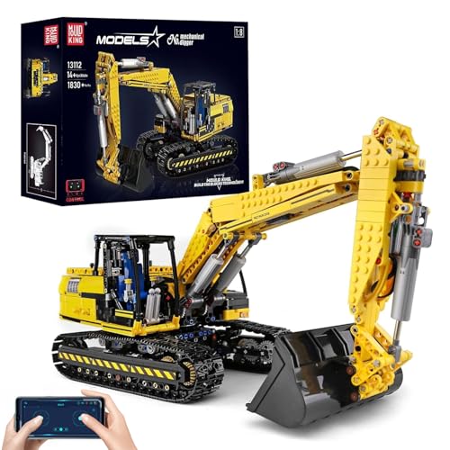 Mould King 13112 RC excavatrice garçon Construction Set, 1830 Blocs de Construction app télécommande Camion modèle de véhicule d'ingénierie, Stem Enfants...
