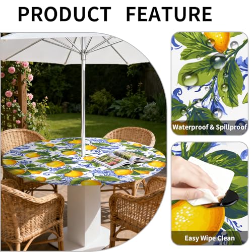 ARTSGOO Outdoor Tablecloth with Umbrella Hole and Zipper Fits 45-48" Tables by ARTSGOO - Used condition - Image 4