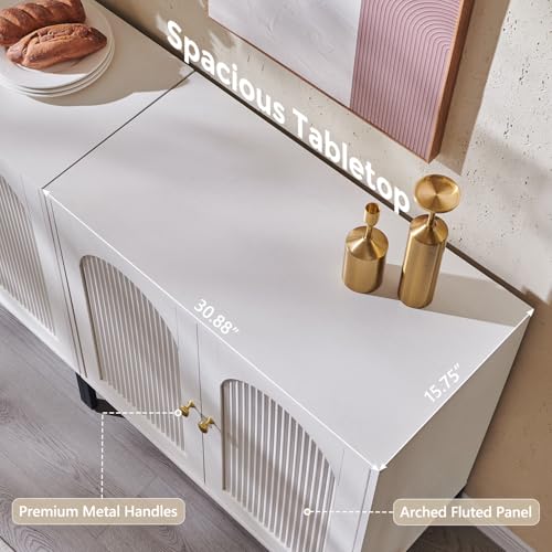 Image of IFGET Modern Buffet Cabinet with Storage, White / 92.63 inch W /141LBS