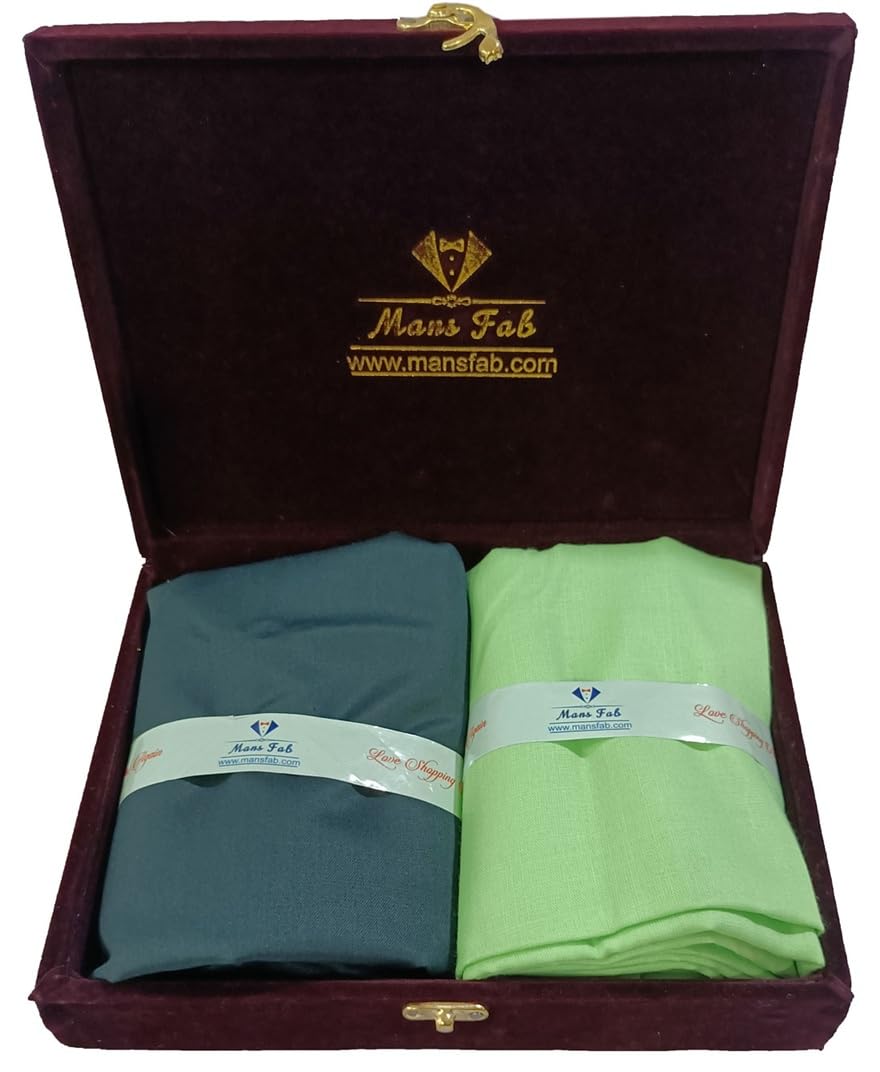 mans fab Premium Linen Gift Set, Fabric Collection with Luxury Box, 2-Piece Unstitched (Light green)-picture-11