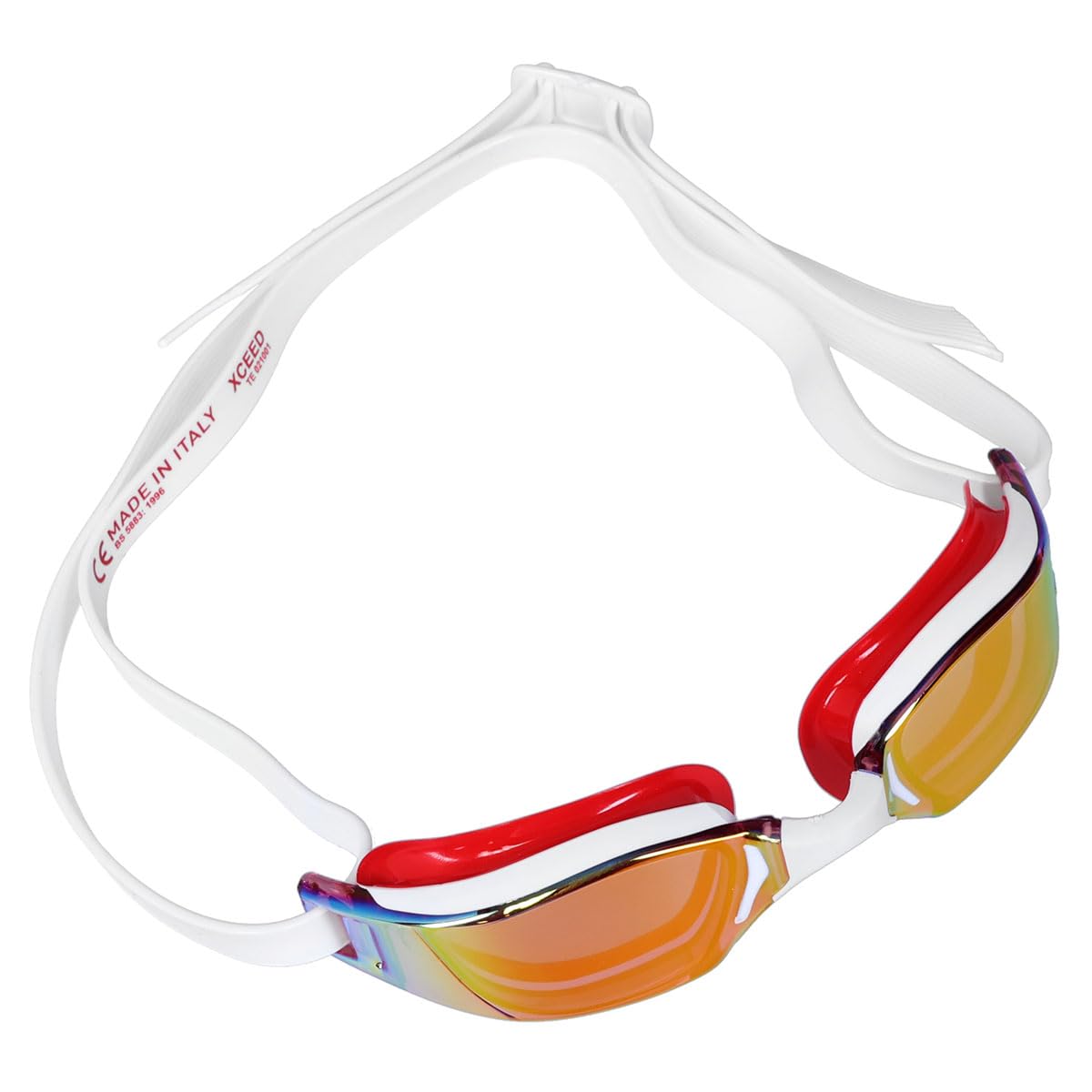 Occhiali da nuoto in titanio a specchio, edizione limitata, lenti rosse/rosso/bianco