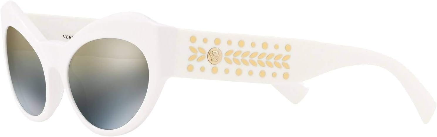 Versace VE4356 Sunglasses 401/Y9-54 - Women's, White Frame, Dark Grey Mirror Gold VE4356-401-Y9-54