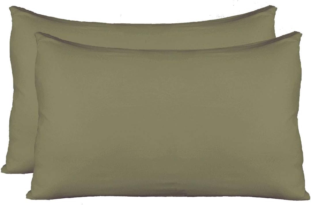 Stretch Jersey Pillow Cases with Invisible Zipper, Universal Size fit All King, Queen and Standard Size Pillows, Modal Rayon Spandex 180 Gram, Soft Than Cotton, Pack of 2, Sage