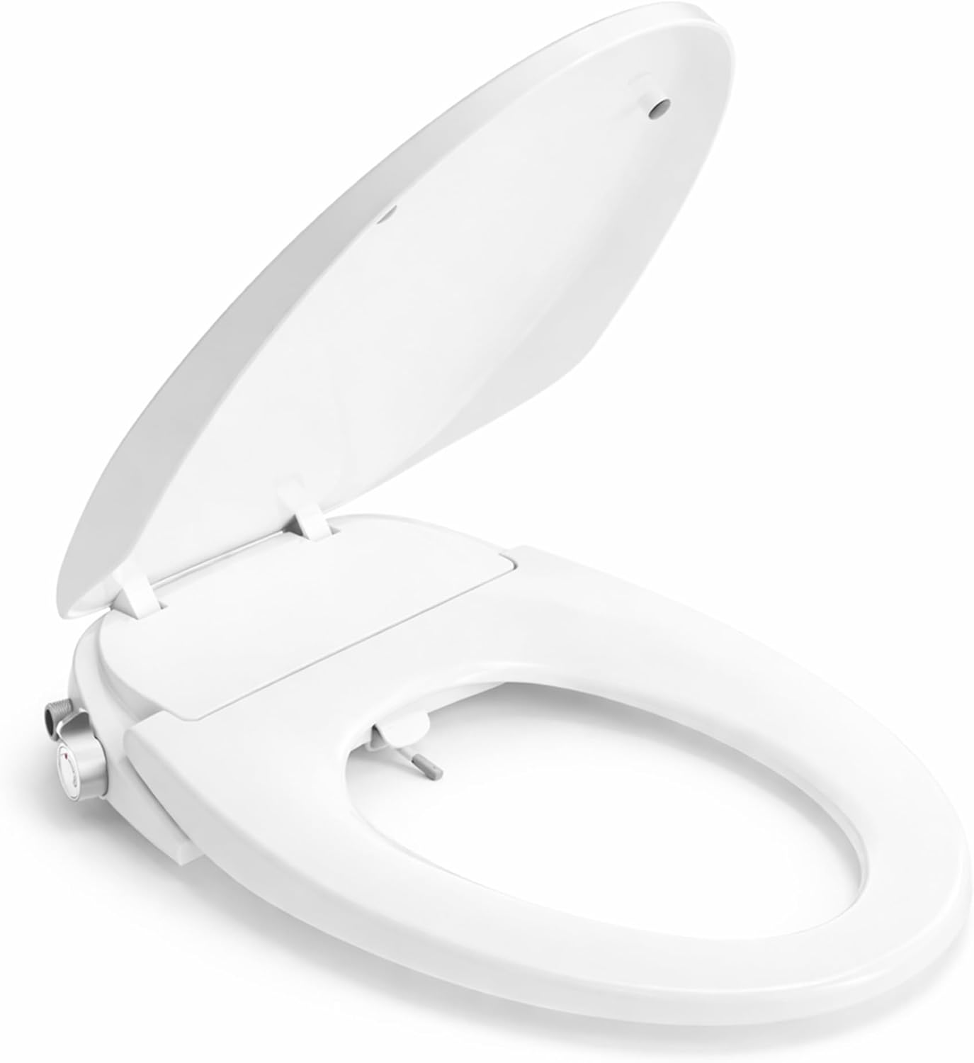 BRAVAT® Non-Electric Bidet Toilet Seat Elongated, Adjustable Water Pressure, Self-Cleaning Dual Nozzles, Easy 15-Min Installation, Ambient Water & Soft-Close, Front & Rear Wash, CUPC Certified, White