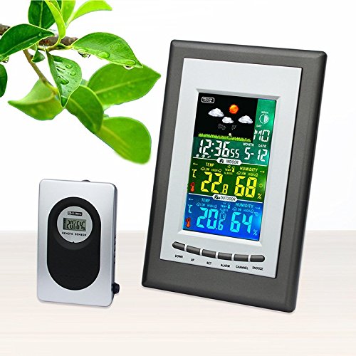 TTMOW Forecast Weather Station Alarm Clock with Indoor/Outdoor Wireless Sensor