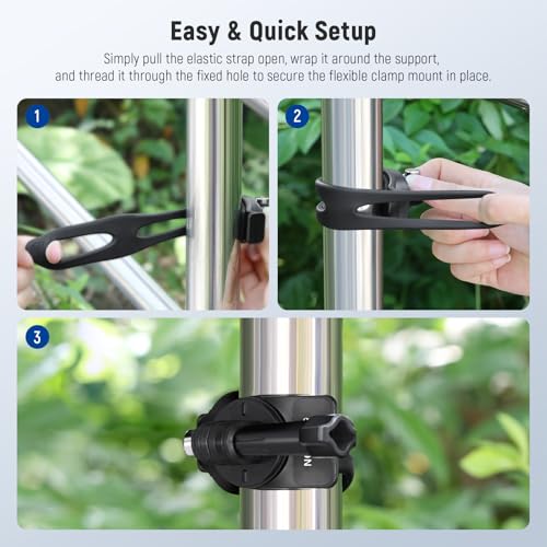 Image of NEEWER Flexible Mount Wrap Band Compatible with GoPro DJI Insta360 Action Cameras, Motorcycle Bike Handlebar Roll Bar Tube Clip Holder Bracket Accessories for Photography Video Recording, GP-77 Black
