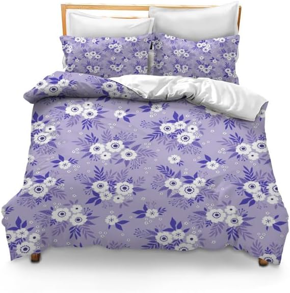 Miniatura 8 de Juego de edredón de flores florecientes, juego de cama tamaño King, juego de ropa de cama floral de granja de 3 piezas con 2 fundas de almohada, sin