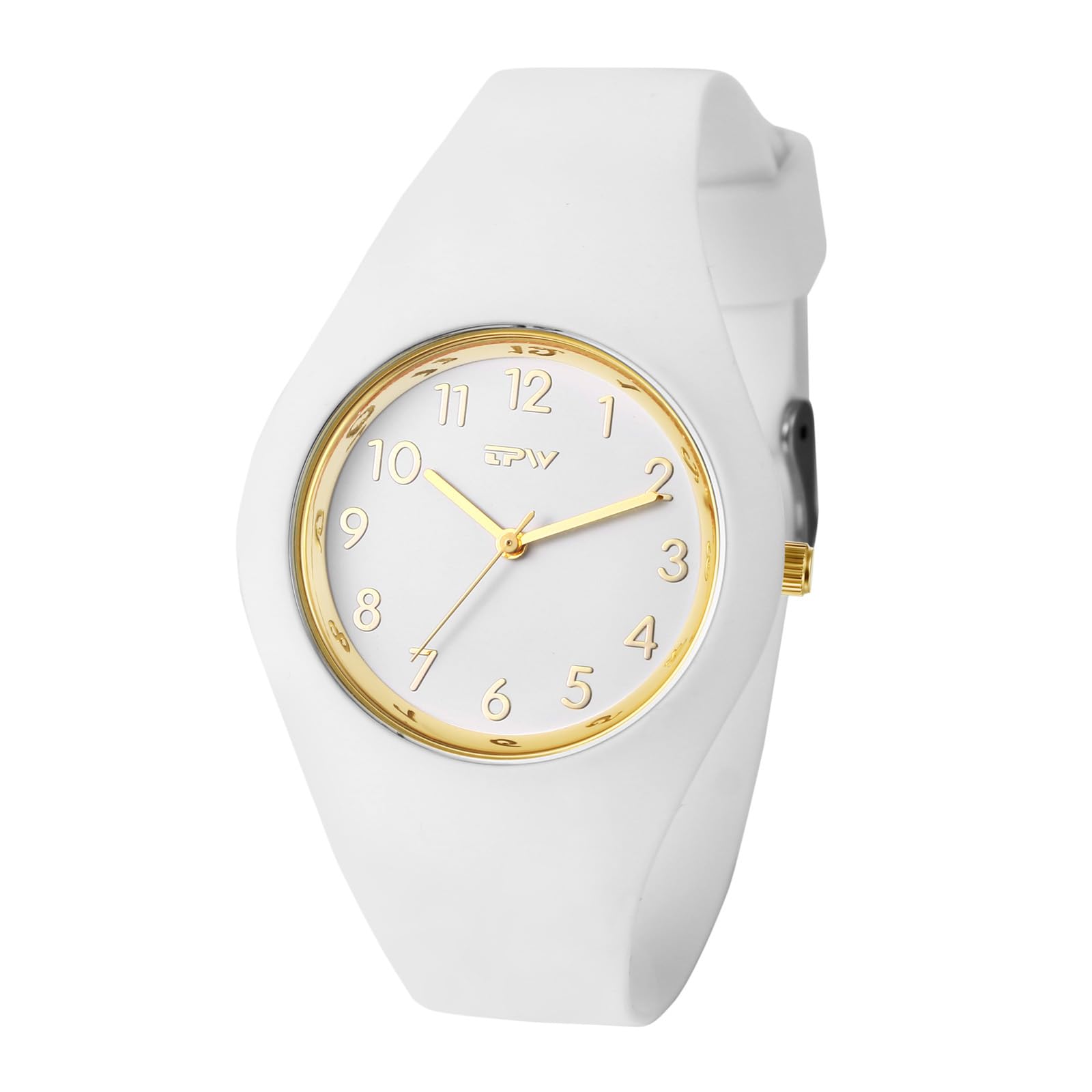 JewelryWe Relojes de Silicona Resistentes al Agua, Relojes para Mujer, Relojes para Adolescentes y Niños, Relojes de Cuarzo Analógicos Redondos, Correa Cómoda, Escala con Números Arabes