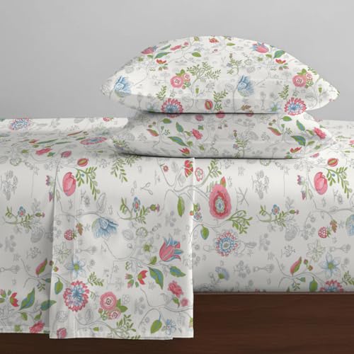 Image of Livspace Cotton Super King Size Bedsheet for Double Bed | 108 inch x 108 inch | 144 TC Flat Cotton Bedsheet with 2 Pillow Covers, Soft & Breathable - Bello Pure Nest Collection (Pink)