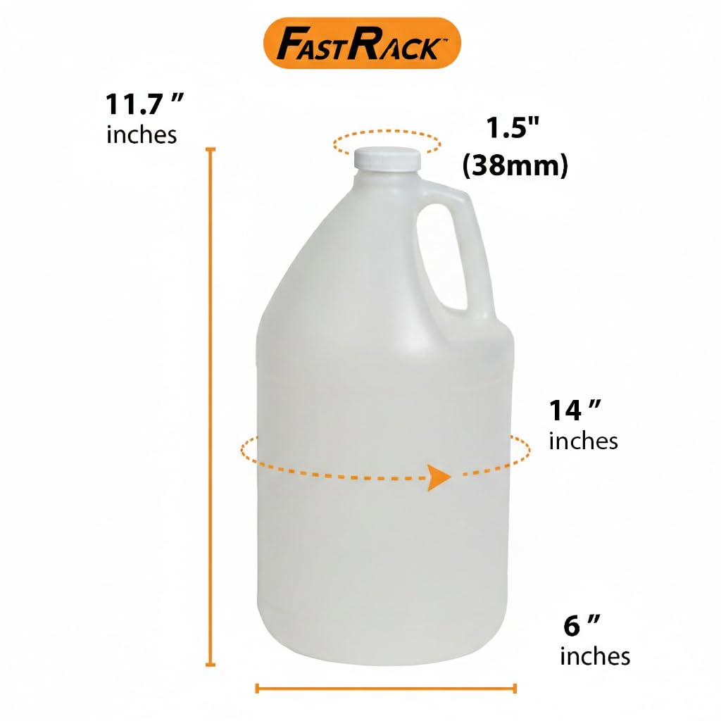 FastRack 1 Gallon Water Jug (9-Pack) | Round Reusable Plastic Jugs with Lids | BPA-Free HDPE Water Container for Liquid Storage, Brewing, Camping & Emergency Prep