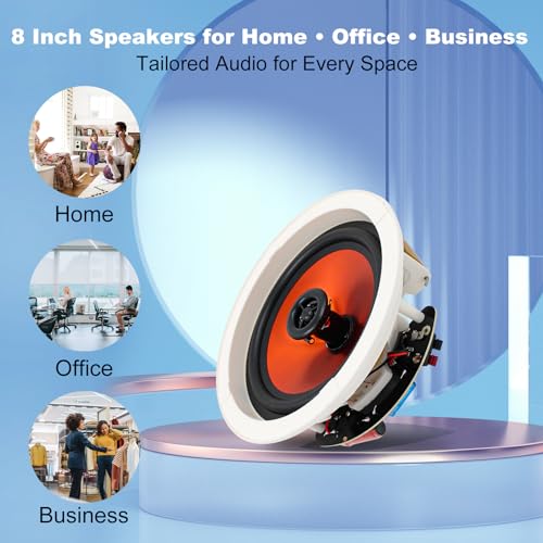 Image of Herdio 4 Inch 480 Watts High Power Bluetooth Ceiling Speakers - 4 Recessed Speakers, Crisp Surround Sound for Home Theater, Bedroom, Kitchen, Office & Covered Patio(2 Paris)