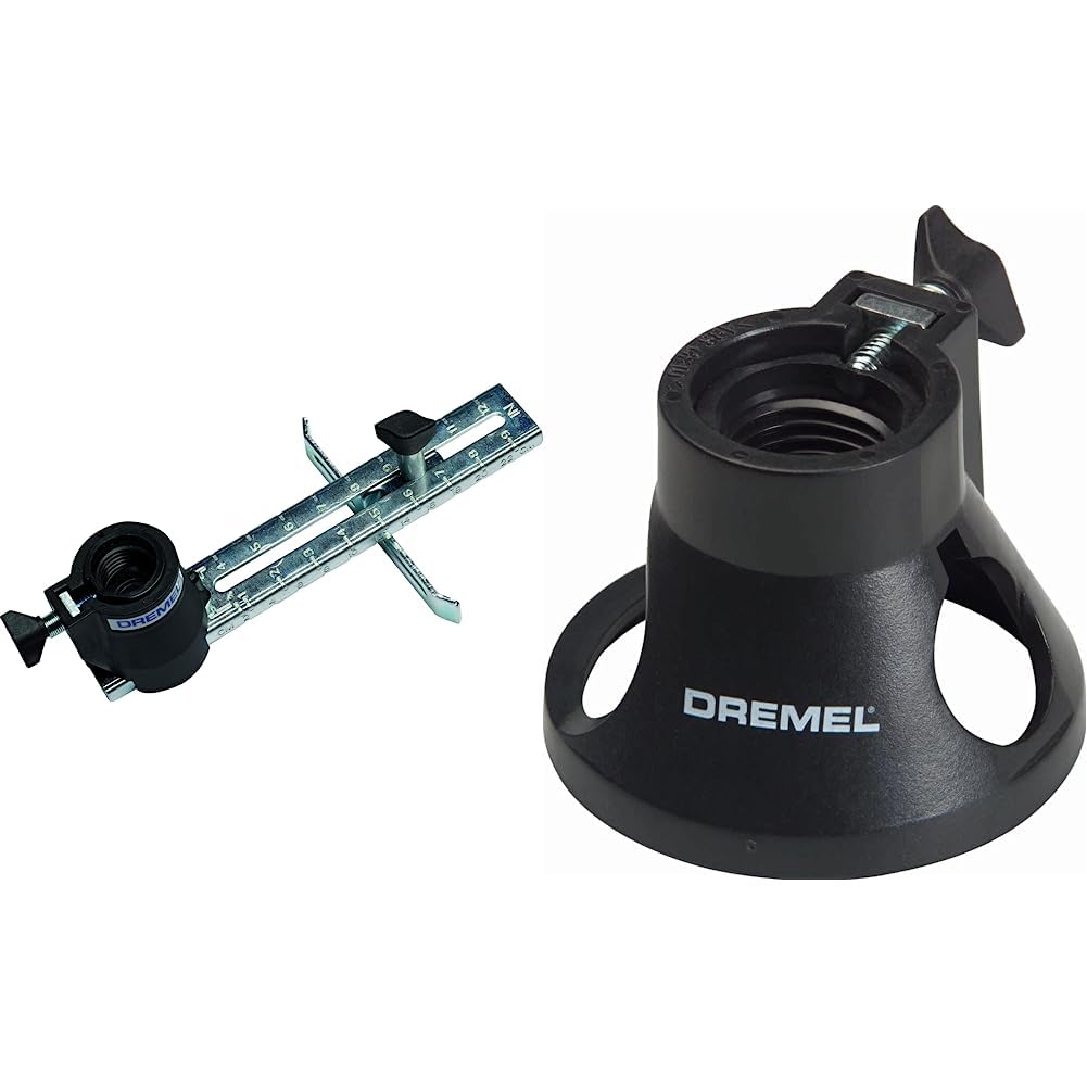 Dremel 565 Kit de Découpe dans le Bois et le Plâtre pour outils multi-usages Dremel & 678 Adaptation Guide pour découpe droite et circulaire jusqu’à 30cm fournie avec une Fraise pour découper dans