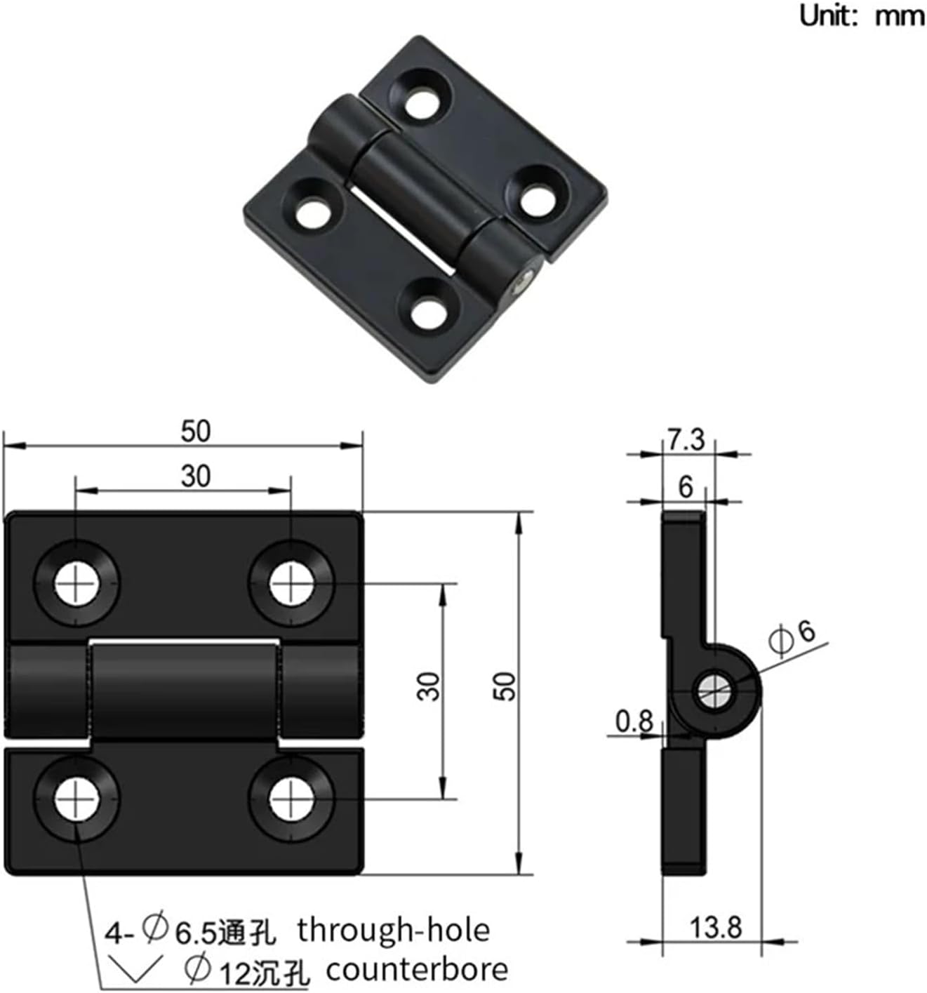 Zinc Alloy Torsion Hinges Stopped Positioned Dampers 1Pcs(1.0N.m)