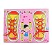 FOONEE DIY Shoe Lace Binding Board para niños, aprendan a Sus Zapatos, Rompecabezas de Madera, Cordones, Zapatillas, Aprendizaje temprano, Juguete de Aprendizaje