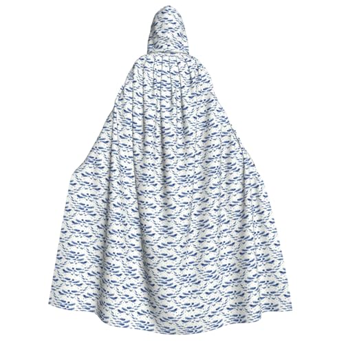 Cape bleue à capuche sorcière adulte pour bal masqué costume baleine 190 cm