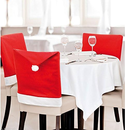 FIVOENDARSet of 6 Large New Pack Santa Claus Hat Christmas Chair Covers Color - Fun Decoration in Wedding Parties Enjoy Responsibly & Creative Novelty Gifts