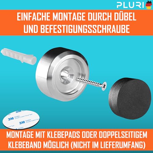 PLURI - Premium Türstopper Wand Edelstahl [1er Set] - GRATIS Befestigungsmaterial, Wand-Puffer Gummi-Puffer, Tür-Puffer, Door-Stopper Tür-Griff, Wand-Schutz Tür-Klinke, Wand-Stopper Wand-Montage Weiß