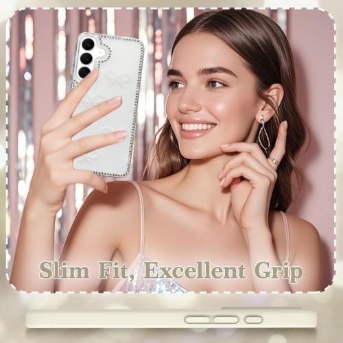 Image of DIZORO for Samsung Galaxy S25 fe 5G Cover,Cute Bow Tie Aesthetic Phone Case,Trendy Slim Hard IMD Shockproof Protective Bumper Designer Phone Back Cover for Women Girls New White